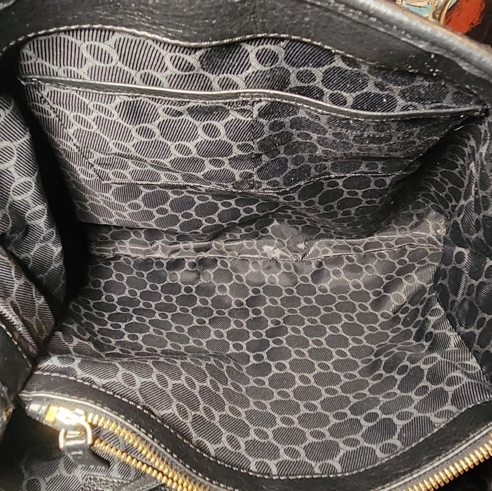Oroton Black Large Pebbled Leather HandBag Travel Office - Picture 7 of 11